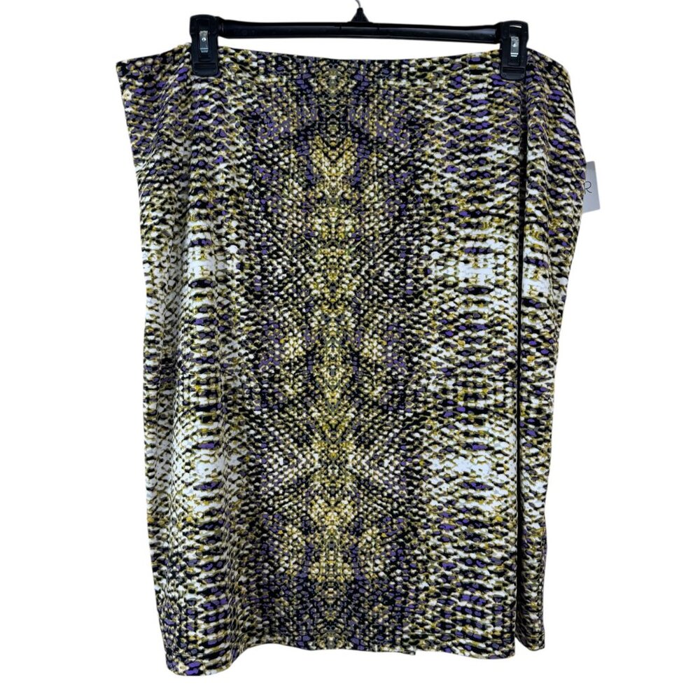 Kasper NEW Amethyst Multi Color Snakeskin Skirt Plus Size 22W Stretch Midi